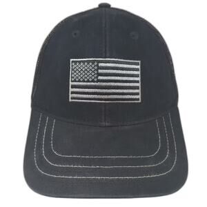 Black Canyon Outfitters Trucker Hat Black Gray Embroidered Flag Snapback Mesh OS